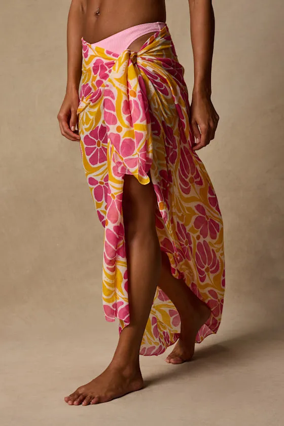 Groovee Pink Floral Print Swim Cover-Up sold by Lulus product image thumbnail 2