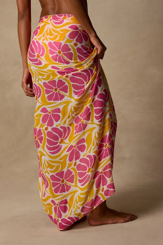 Groovee Pink Floral Print Swim Cover-Up sold by Lulus product image thumbnail 3