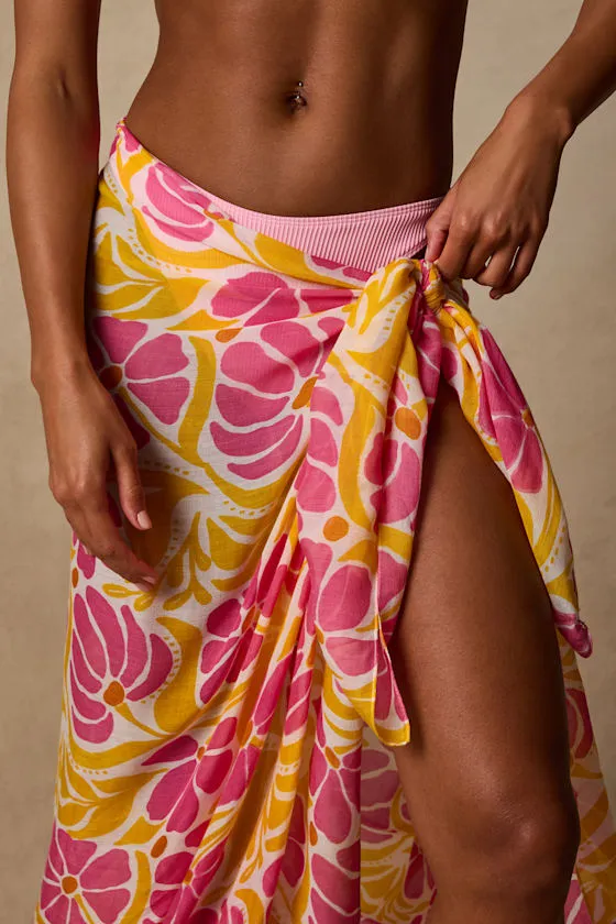 Groovee Pink Floral Print Swim Cover-Up sold by Lulus product image thumbnail 4