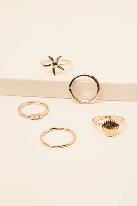 Bena Gold Five-Piece Ring Set sold by Lulus product image thumbnail 2