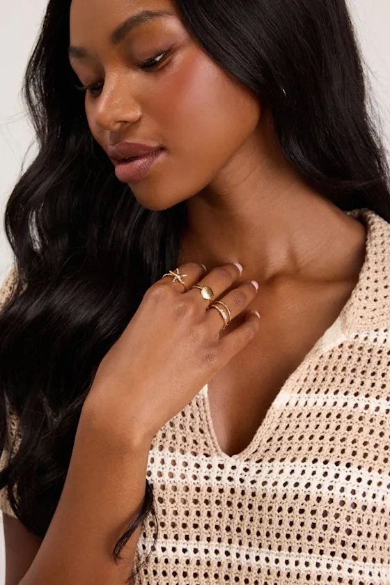 Bena Gold Five-Piece Ring Set sold by Lulus product image thumbnail 3
