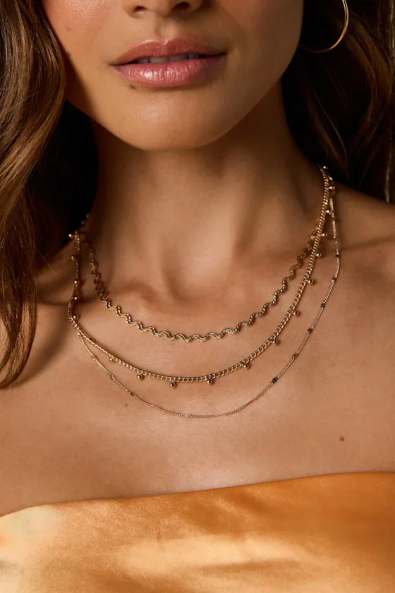Unica Gold Layered Necklace sold by Lulus