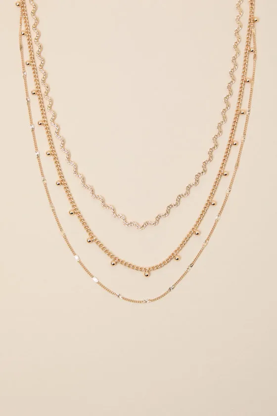 Unica Gold Layered Necklace sold by Lulus product image thumbnail 2