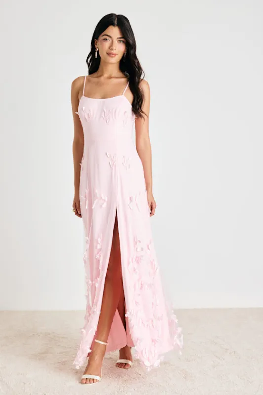 Abundant Charm Blush Pink 3D Floral Applique Maxi Dress made by Lulus
