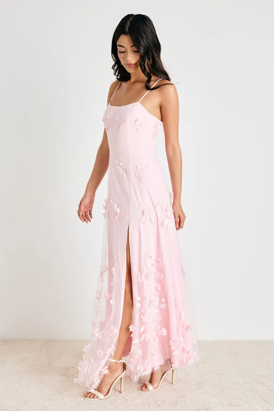 Abundant Charm Blush Pink 3D Floral Applique Maxi Dress sold by Lulus product image thumbnail 4