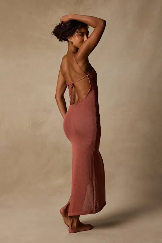 Calva Rusty Rose Backless Maxi Swim Cover-Up made by Lulus