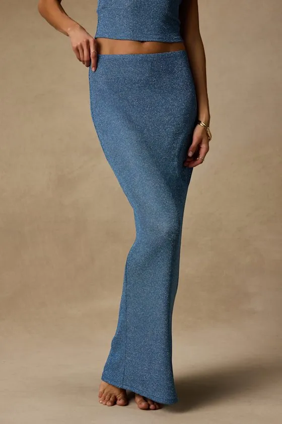 Sea Glass Blue Lurex Maxi Skirt Swim Cover-Up sold by Lulus