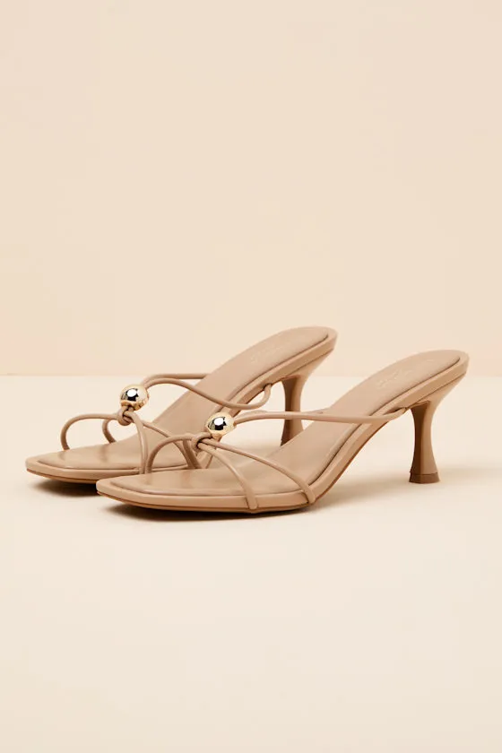 Valicia Camel Strappy Gold Bead High Heel Sandals sold by Lulus product image thumbnail 4