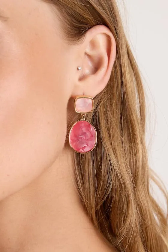 Lovan Pink Stone Drop Earrings sold by Lulus product image thumbnail 3