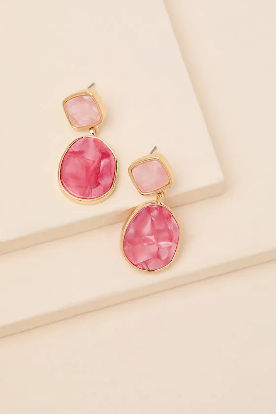 Lovan Pink Stone Drop Earrings sold by Lulus product image thumbnail 4