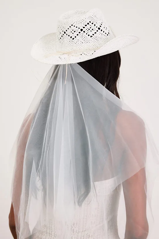 Tying the Knot White Patch Veil Western Hat sold by Lulus product image thumbnail 3