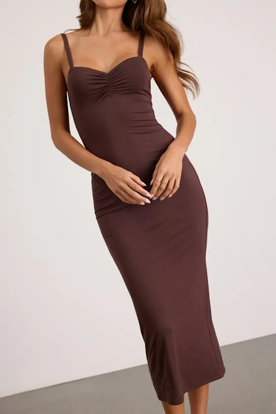 Dalene Brown Jersey Knit Bodycon Midi Dress sold by Lulus product image thumbnail 2