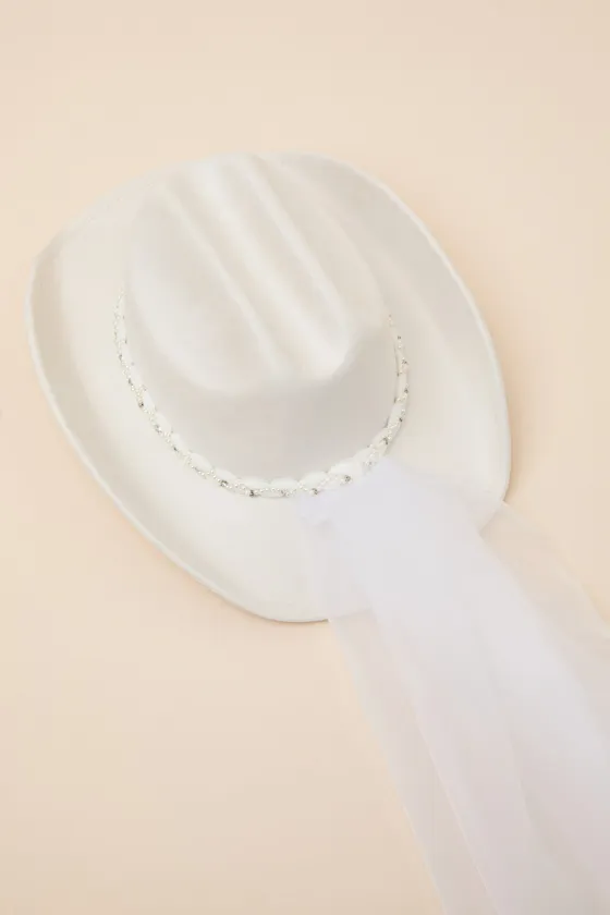 Wife of the Party White Patch Veil Western Hat sold by Lulus product image thumbnail 3