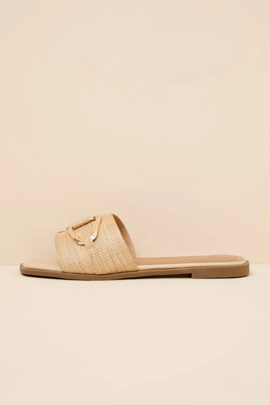 Barrett Beige Raffia Slide Sandals made by Lulus