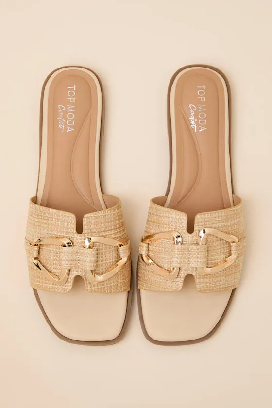 Barrett Beige Raffia Slide Sandals sold by Lulus product image thumbnail 2
