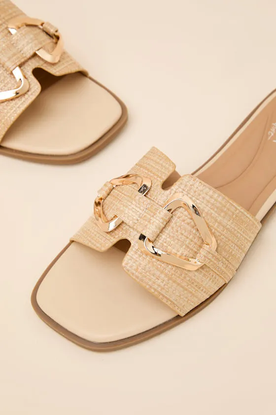 Barrett Beige Raffia Slide Sandals sold by Lulus product image thumbnail 3
