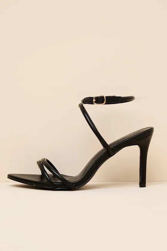 Baila Black Ankle Strap High Heel Sandals sold by Lulus