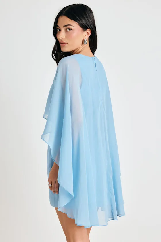 Jolia Light Blue Cape V-Neck Mini Dress sold by Lulus product image thumbnail 2
