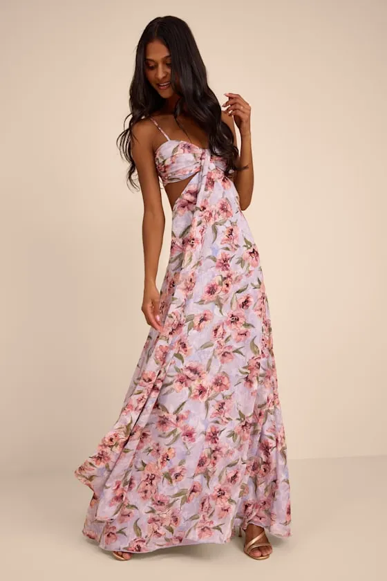 Heidi Lavender Floral Cutout Maxi Dress sold by Lulus