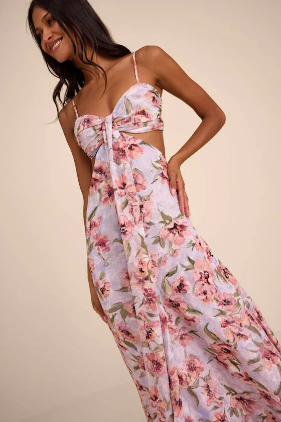 Heidi Lavender Floral Cutout Maxi Dress sold by Lulus product image thumbnail 2