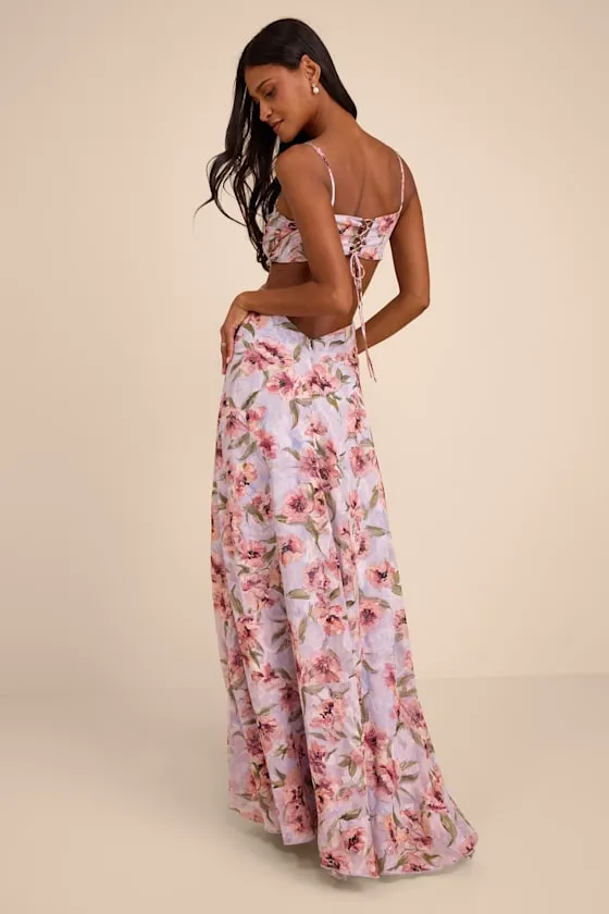 Heidi Lavender Floral Cutout Maxi Dress sold by Lulus product image thumbnail 3