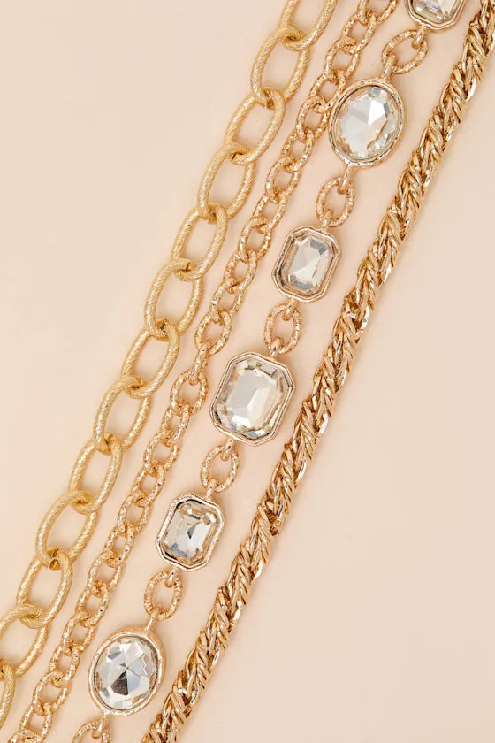 Dane Gold Rhinestone Layered Bracelet sold by Lulus product image thumbnail 2