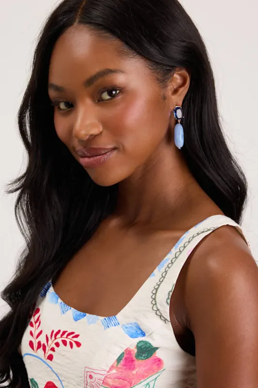 Sirona Light Blue Stone Drop Earrings made by Lulus