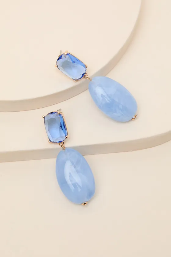 Sirona Light Blue Stone Drop Earrings sold by Lulus product image thumbnail 2