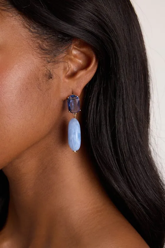 Sirona Light Blue Stone Drop Earrings sold by Lulus product image thumbnail 3