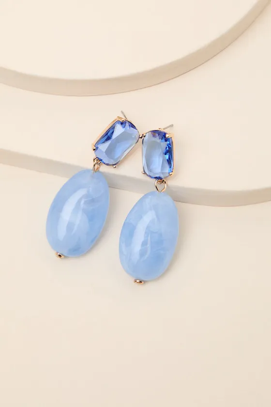 Sirona Light Blue Stone Drop Earrings sold by Lulus product image thumbnail 4