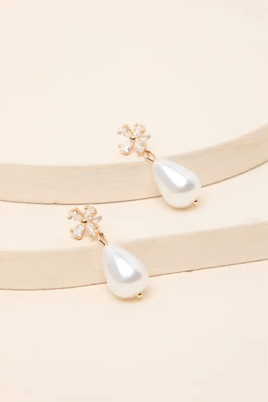 Amanas 14KT Gold Pearl Drop Earrings made by Lulus