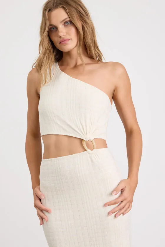 Camelia Cream Textured One-Shoulder Maxi Dress sold by Lulus product image thumbnail 2