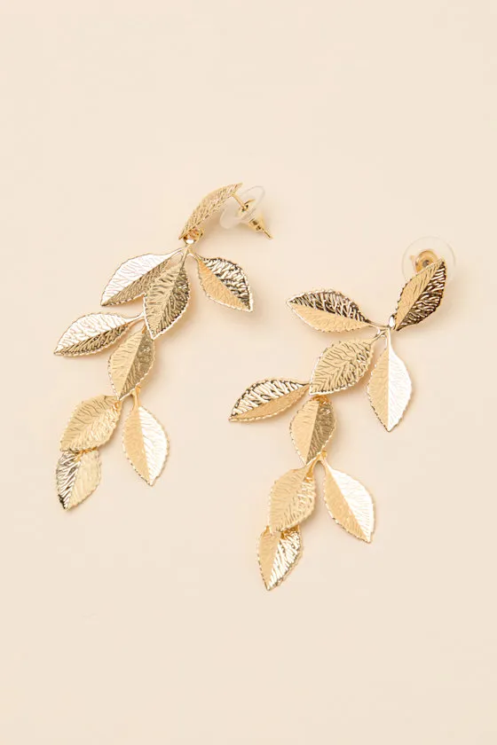 Pada Gold Leaf Drop Earrings sold by Lulus product image thumbnail 2
