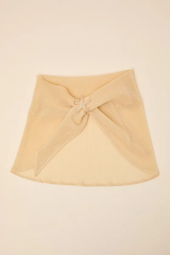 Galicia Gold Sheer Pleated Starfish Wrap Sarong sold by Lulus product image thumbnail 4