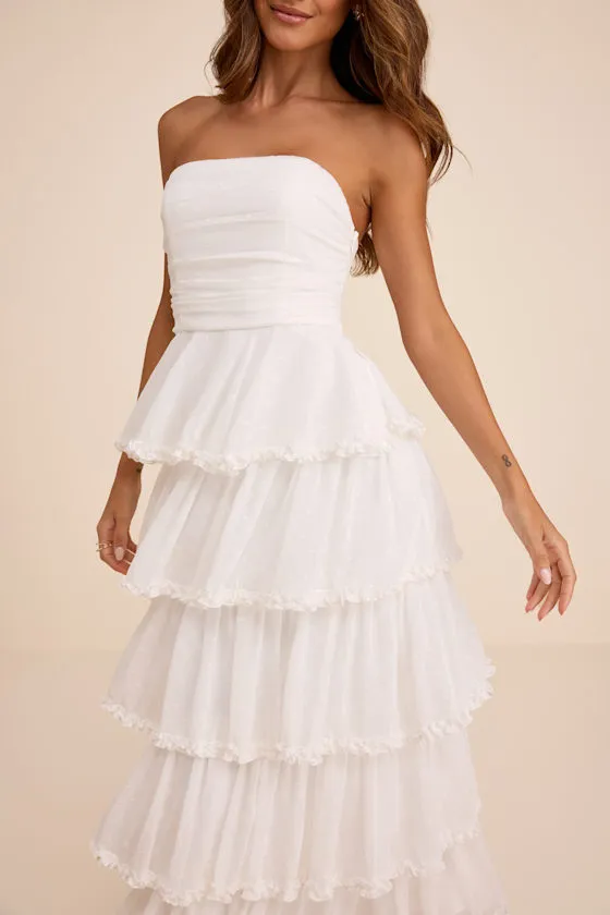 Mianella White Swiss Dot Tiered Maxi Dress sold by Lulus product image thumbnail 2