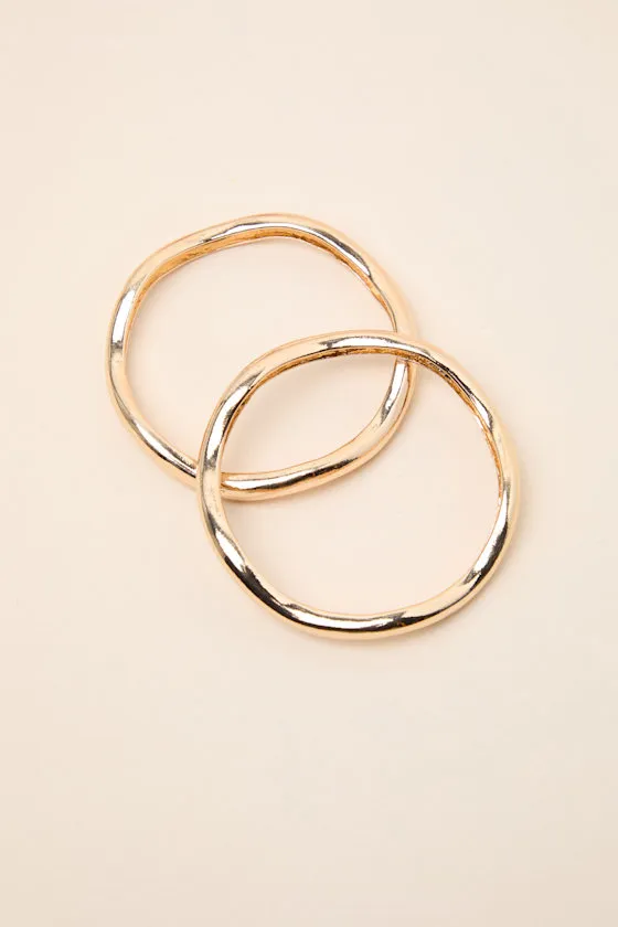 Marla 14KT Gold Wavy Two-Piece Bangle Bracelet Set sold by Lulus product image thumbnail 3