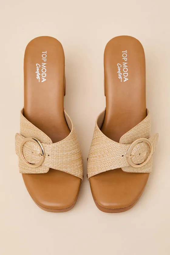 Joplin Beige Raffia Platform Slide Sandals sold by Lulus product image thumbnail 2