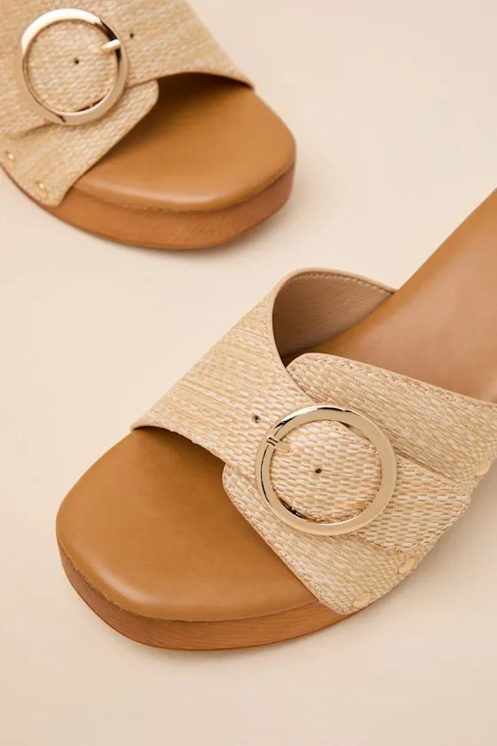 Joplin Beige Raffia Platform Slide Sandals sold by Lulus product image thumbnail 3