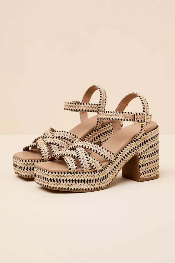 St. Barts Natural and Black Raffia Platform Sandals sold by Lulus product image thumbnail 3