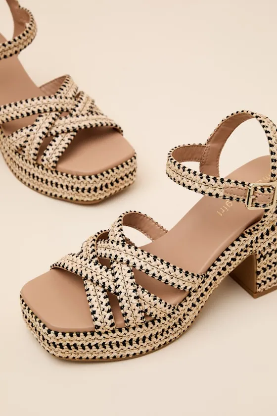 St. Barts Natural and Black Raffia Platform Sandals sold by Lulus product image thumbnail 4
