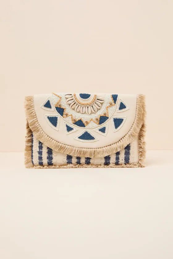 Taiya Beige Boho Beaded Fringe Clutch sold by Lulus product image thumbnail 2