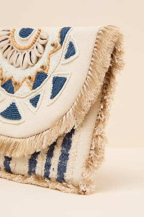Taiya Beige Boho Beaded Fringe Clutch sold by Lulus product image thumbnail 4