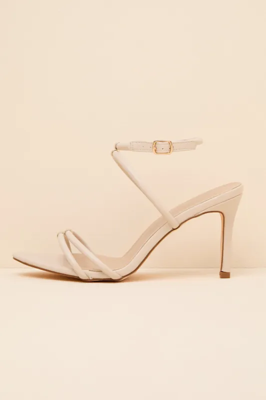 Baila Beige Ankle Strap High Heel Sandals made by Lulus