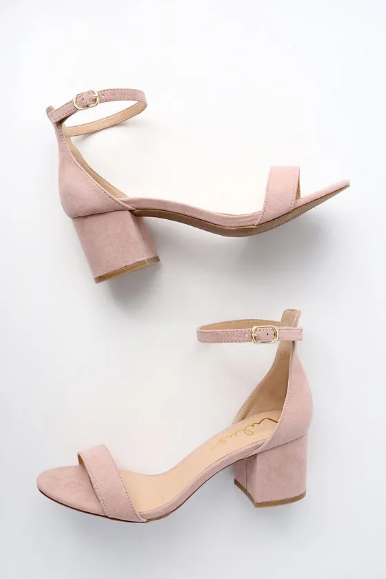 Harper Light Nude Suede Ankle Strap Heels sold by Lulus