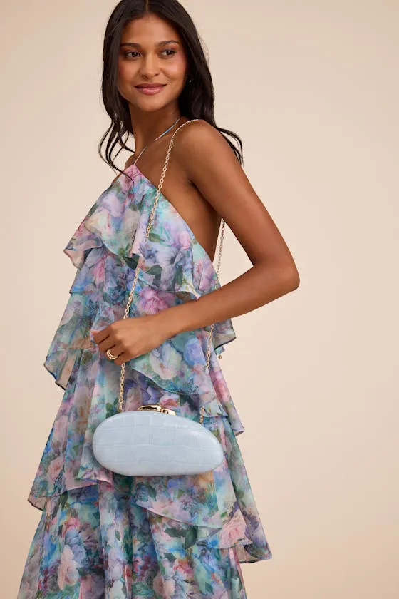 Dario Light Blue Asymmetrical Crossbody Clutch sold by Lulus product image thumbnail 3