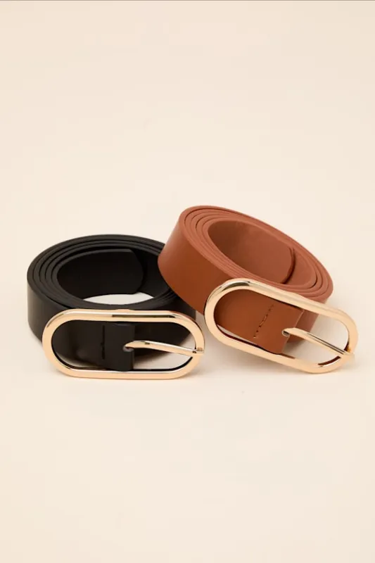 Buena Vista Black and Brown Two-Piece Belt Set made by Lulus