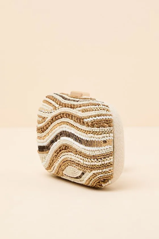 Daffi Gold and Ivory Beaded Clutch sold by Lulus product image thumbnail 4
