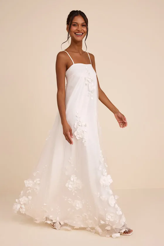 Allie White Floral Applique Shift Maxi Dress sold by Lulus product image thumbnail 4