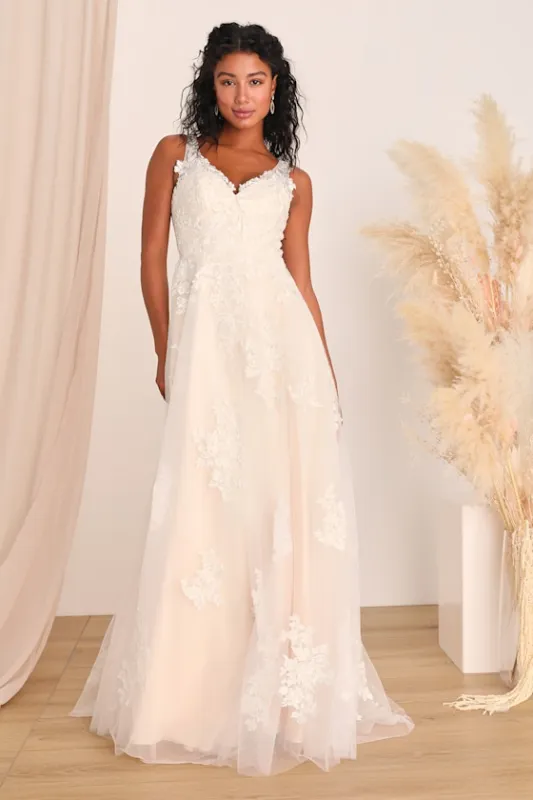 Enchanted Occasion White and Cream Embroidered Tulle Maxi Dress made by Lulus