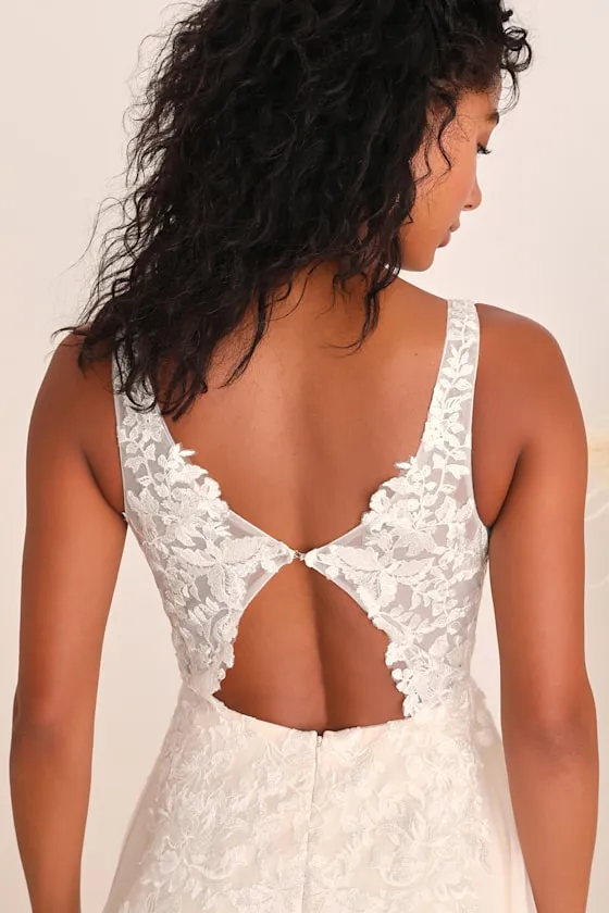 Enchanted Occasion White and Cream Embroidered Tulle Maxi Dress sold by Lulus product image thumbnail 4